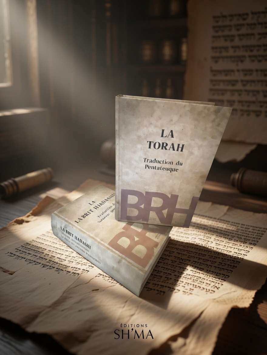 Collection de livres Editions Sh'ma avec branche d'olivier